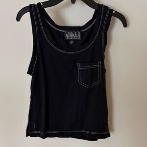 Nicole Miller Black Tank Top with White Stitching